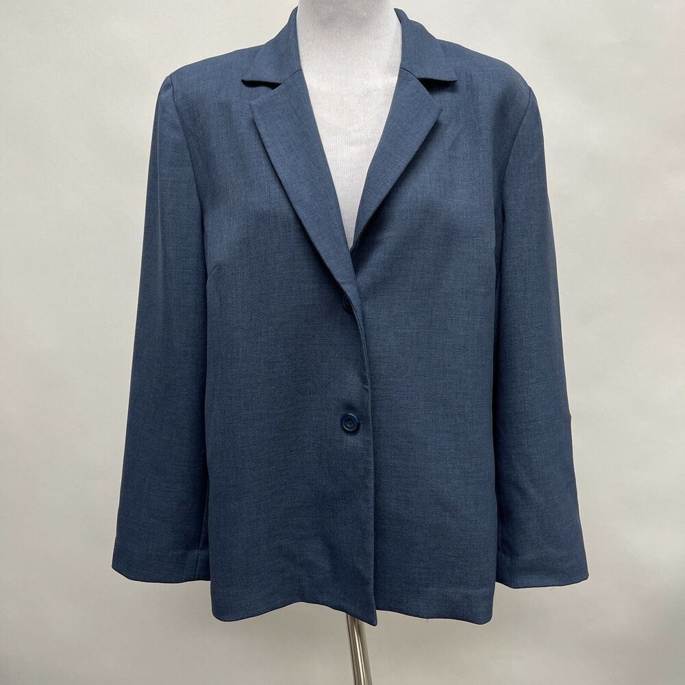 Alfred Dunner Women's Top Size 18 Blue Button Front Collared